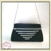 2012 Fashion Paillette Decoration Black Satin Evening Clutch