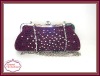 2012 Fashion Rhinestone Purple Satin Evening Clutch Bag