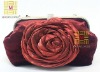 2012 Fashion Rose Flower Purple Satin Evening Clutch Bag