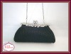 2012 Fashion Spring Black Rhinestone Fringe Satin Evening Clutch Bag