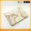 2012 New Arrival, Global Map Leather Holder Case with sleep and wake up function for Apple iPad 2, Leather Case Cover with Stand