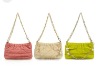 2012 New Style Pearl Zipper Genuine Leather Shoulder Bag