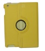 2012 New design Yellow 360 degree Rotatable PU leather cover PU leather case, with smart cover function for Apple iPad2