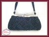 2012 Spring Blue Satin Crochet Embroidery Evening Clutch bag