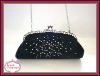 2012 Summer Black Crystal Satin Evening Clutch Bag