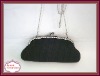 2012 Summer Black Rhinestone Fringe Satin Evening Clutch Bag