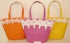 2012 Summer Women Straw Handbag With Lace