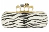 2012 designer genuine pony hair skull clutch evening bag