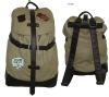 2012 fashion 8 oz khaki canvas waxed rucksack with brown genuine leather