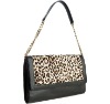 2012 fashion genuine leather printed leopard calf hair handbag