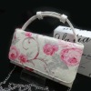 2012 fashion new leather glisten light pink flower color walle with chaint