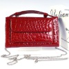 2012 fashion new leather glisten light red gorgeous color walle with chaint