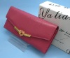 2012 fashion new leather glisten light red gorgeous color walle with chaint