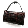 2012 fashion new leather glisten light red plaid color walle with chaint