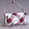 2012 fashion new leather glisten light red plaid color walle with chaint