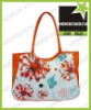 2012 flower printed zipper nylon beach bag