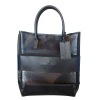 2012 hot sale latest designer black mesh and PU leather handbag