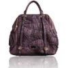 2012 hot trendy ruffle python fabric PU handbag