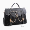 2012 korea fashionable women leather handbags with Fashion matal chain