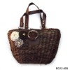 2012 ladies china straw bags leather handle