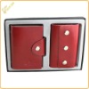 2012 laster style leather goods gifts set( leather card holders + leather kay holders)