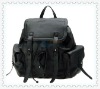 2012 new fashion style item black pu leather backpack