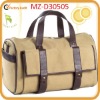 2012 new stylish canvas barrel duffel bag with leather accent