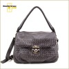 2012 newest stylish knitted cow leather artwork women's shoulder bag