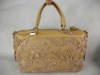 2012 trend high quality hot sale lace+cowhide leather bag