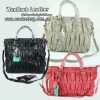 2012 trendy leather handbags folds sheepskin 100% leather ladies handbag 3032