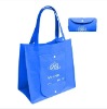 2014 blue foldable non-woven bag with white plastic button closure /wallet style