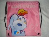 210D polyester drawstring bag with carton hot stamp in pp rope to close