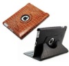360 degrees rotating stand crocodile leather case for iPad 2