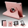 360 degrees rotation leather cases for apple ipad 2,pink color