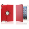 360 degrees rotation smart leather case cover with stand for iPad 2 New Red