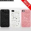 3D Blossom Rose Plastic Hard Bumper Frame Cover Case Dual Piece Skin for iphone 4 4G 4S with Retail Package 200pcs