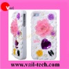 3D Pink Flower Ice Cream Rhinestone Cover Case shell For Apple iPhone 4G