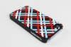 3D sillicon plastic hard case for Phone4 with classic plaid design