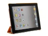 4 folded smart leather case for ipad2 with transparent plastic housing