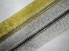 #5 fashional gold/silver thread metal handbag zipper