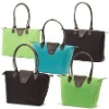 600D Polyster Solid Long Handle Fold-Up Tote Bag With PU Closure