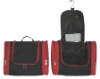 600D black polyester toiletry bag with contrast pocket for promotion