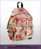 600d polyester school backpack bag in scenery printing