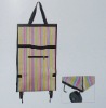 600d stripe two wheel folding shopping trolley bag