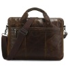 7075Q Classic Vintage Leather Men's Chocolate Hand Tiny Laptop Bag Briefcase Messenger