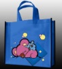 80g blue non woven shopping bag with cartoon printed for shopping