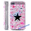 A Five-Pointed Star Surrounded by Pink Diamond Front and Back Cover Case for iPhone 4