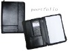 A4 zipper leather portfolio with calculator