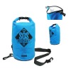 About 10L, built with PVC-free, 300D nylon with double urethane coating, 100% waterproof dry bag
