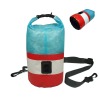 About 20L, built with PVC-free, 300D nylon with double urethane coating, 100% waterproof dry bag